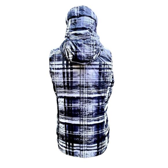 Gerry Reversible Hooded Black & Gray Plaid Sleeveless Quilted Vest Size Medium - Picture 4 of 6